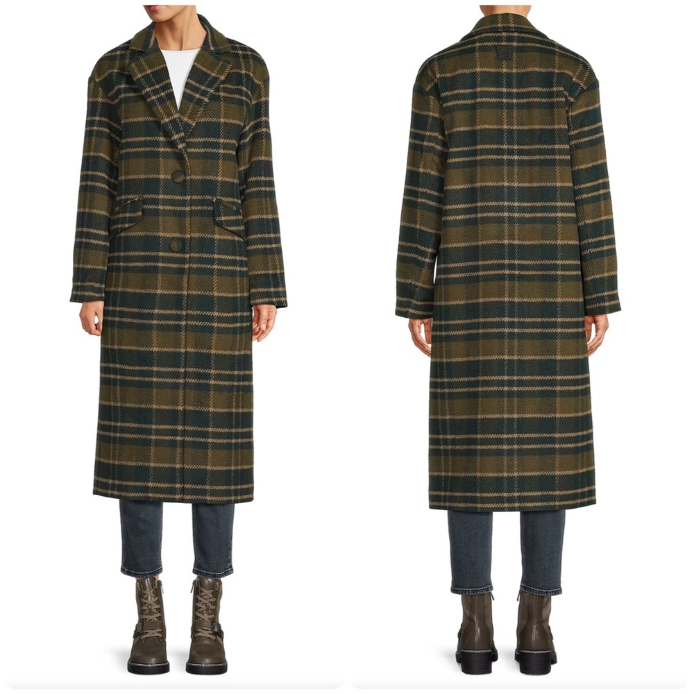 Hunter Carra Longline Plaid Wool Coat